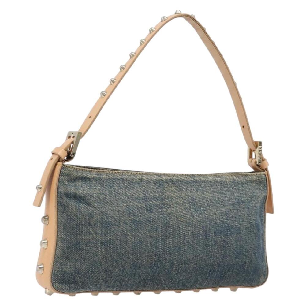 FENDI Studded Denim Baguette